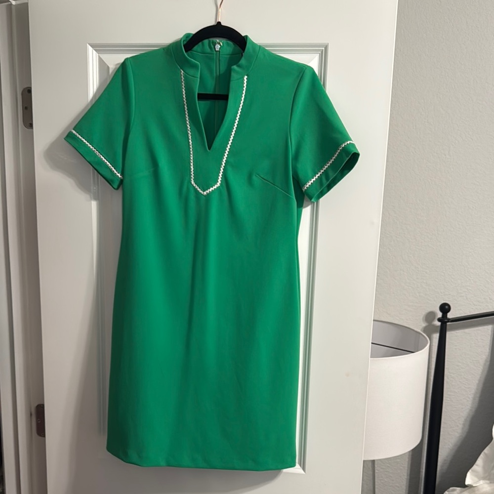 Tommy Hilfiger Green Sheath Dress with Mandarin Collar